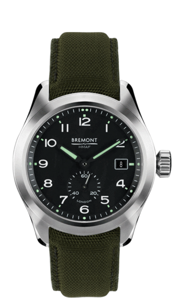 Bremont BROADSWORD Men's Automatic 40mm Case Black Dial Green Strap Watch