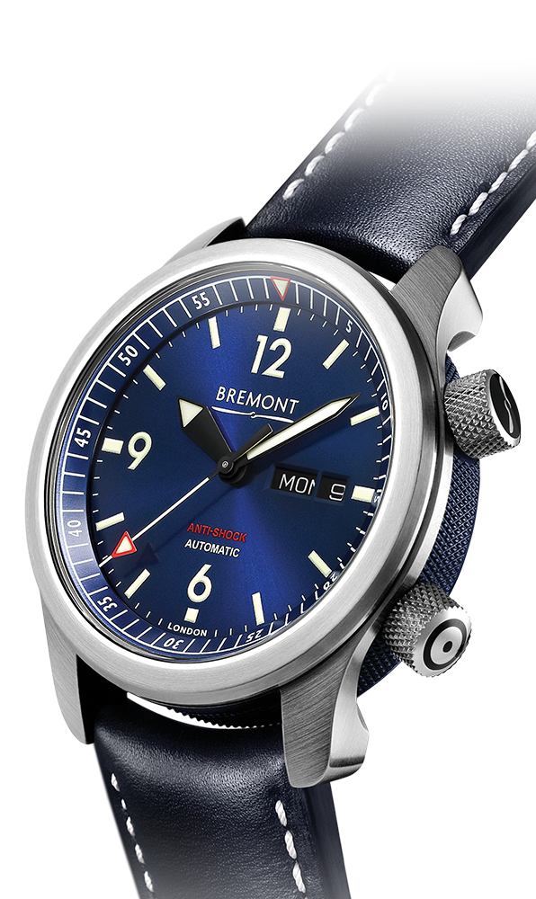 Bremont U-2/BL Men's Automatic Blue Dial Leather Strap Watch