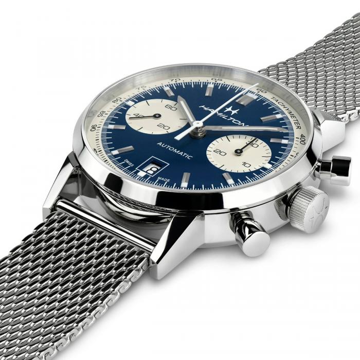 ga werken Grand Charlotte Bronte Hamilton H38416141 Intra-Matic Blue Dial Automatic Mesh Bracelet Watch -  Luxe Time USA