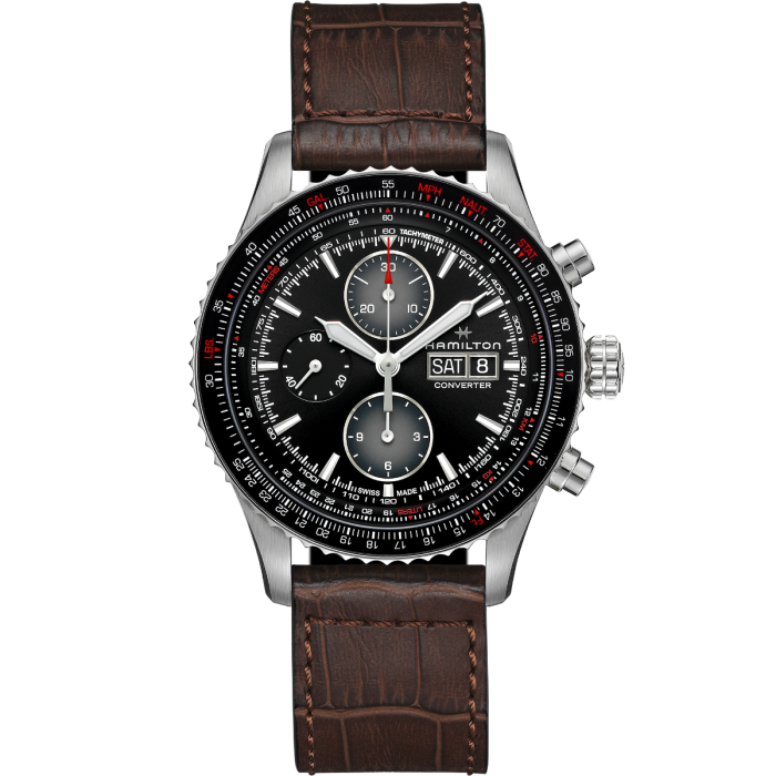 Hamilton H76726530 Khaki Aviation Converter Auto Chronograph Leather Strap Watch